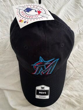 miami Black Baseball Cap with Blue and Red Logo
